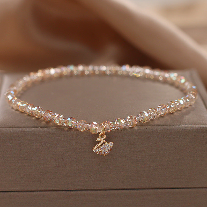 ins niche design crystal yellow new anklet women's light luxury sexy crystal pendant anklet fashion ankle chain